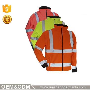 China Work wear 3M reflective tape high-visibility softshell uniform jacket for sale