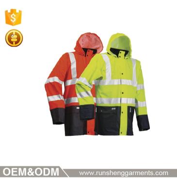 China Custom Anti-wrinkle OEM High-Visibility Security Guard Long Uniform Rain Jacket for sale