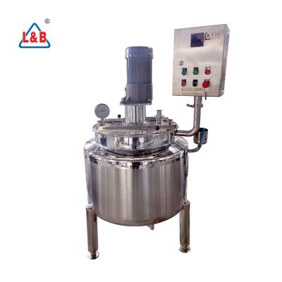 China thermal oil heating jacketed reaction kettle industrial cooking pot with mixer liquid hand soap for sale