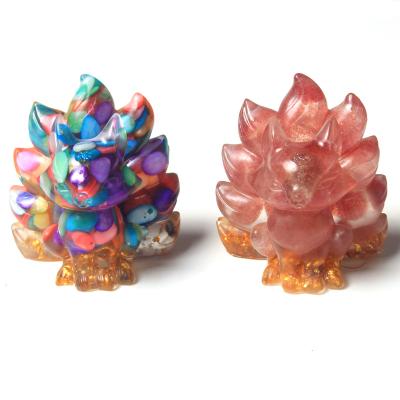 China China Wholesale Natural Quartz Hand-carved Crystal Nine-Tailed Fox Crystal Gravel Fox for Healing Decoration for sale