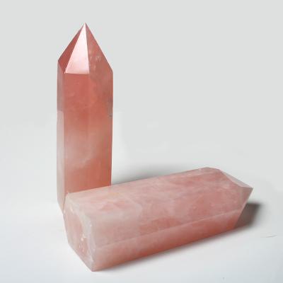 China China wholesale natrual crystal rose quartz points healing pink quartz point magic wands wands for fengshui decoration for sale