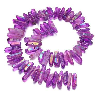 China Africa A Strand Rough Irregular Aura Crystals Dots Stone Sticks Plated Products for sale