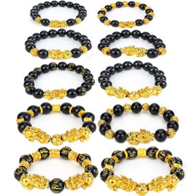 China Hot-wholesale Obsidian pi Xiu Bracelet For Men Women and Decorate China Feng Shui Lucky Fortune Mantra for sale