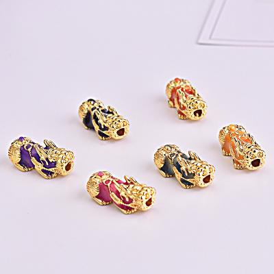 China China 3D Setting Gold Pixiu Beads Jewelry Accessories DIY Pendant Bracelet Accessories for sale