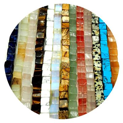 China China wholesale natural different gemstone crystal cube beads chain for diy making for sale