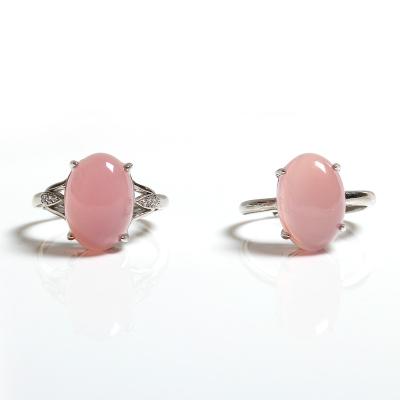 China Wholesale Cute Resizable Pink Chalcedony Ring Gemstone Anniversary Ring for sale