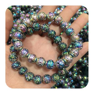 China Europe wholesale folk art plated color volcanic stone crystal bracelets for women and men as crystal jewelry for sale