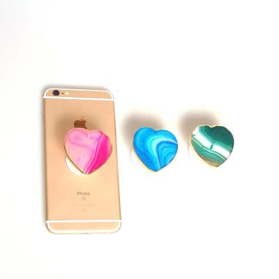 China Wholesale Hot Selling China Agate Gemstone Slice Heart Shaped Mobile Phone Holder Stand For Video for sale