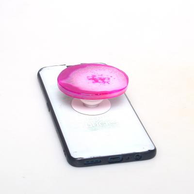 China China Wholesale Hot Sale 60mm Agate Gemstone Slice Mobile Phone Holder Stand For Video for sale