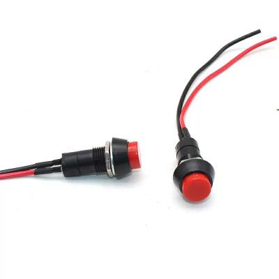 China Momentary Latching / PBS - 11B Push Switch With 15cm Wires Resettable Red Push Button for sale