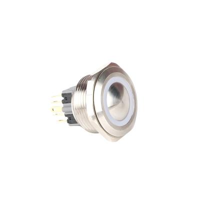 China 1NO 1NC 30mm Waterproof IP65 Stainless Steel RGB Illuminated Push Button Metal Push Button Switch for sale