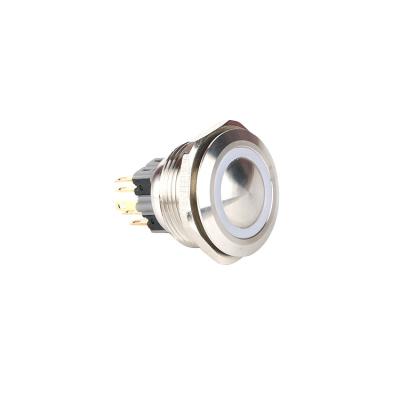 China 1NO 1NC 30mm Ball Key Ring LED Illuminated IP65 Stainless Steel Push Button Switch for sale