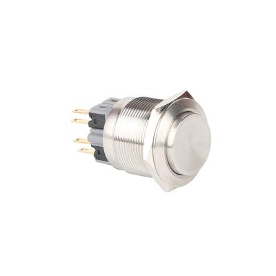 China Stainless Steel 25mm Round Metal 10A250V Small Self-locking Round Push Button Top Push Button Switch Without NC Function for sale