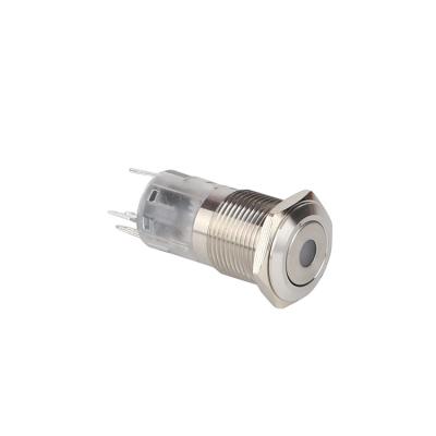 China 1NC1NO 16mm Flat Round 5 Pin Waterproof Low Voltage LED Micro Push Button Switch for sale