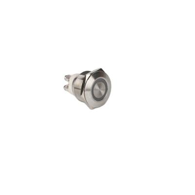 China 1NO Button Ring Illuminate Momentary Waterproof IP67 Flat Metal Push Button Switch 22MM for sale