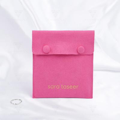 China Recyclable Custom Logo Earrings Rings Necklace Microfiber Jewelry Packaging Bag Rosebud Envelope Jewelry Double Pouch for sale