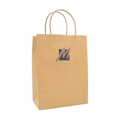 China Eco-Friendly Recyclable Custom Recyclable Bakery Packaging Brown Kraft Paper Small Size Paper Shopping Bags With Rope Handles for sale