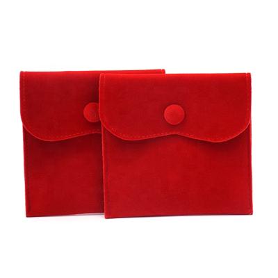 China Custom Printed Mini Package Envelope Button Closure Wedding Gift Bag Velvet Jewelry Pouch With Logo for sale