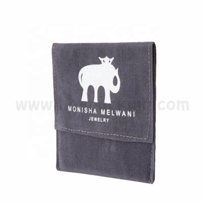 China Newest Promotion Design Custom Logo Printed Small Envelope Flap Suede Jewelry Bag Collar Pockets for sale