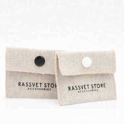 China Promotion Wholesale Custom Logo Printed Small Button Instant Envelope Bag Canvas Jewelry Tote Pouch With Flap for sale