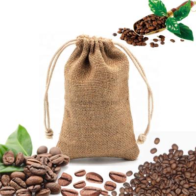 China Wholesale Custom Screen Printed Jewelry Logo Hemp Nut Nut Pouch Coffee Bean Burlap Packaging Bag Double Small for sale