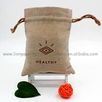 China Recyclable Custom Natural Drawstring Bag Small Candle Tote Logo Canvas Pouch for sale