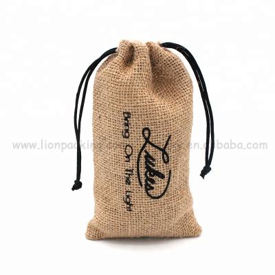 China China Supplier Custom Logo Recyclable Small Pull Twine Burlap Pouch Jute Potato Sacks Bag for sale