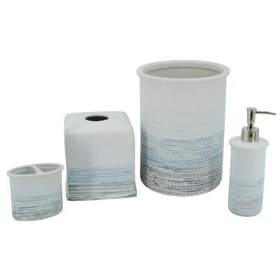 China Sustainable 4pcs Sandstone Soap Dispenser Bathroom Accessories Set for sale