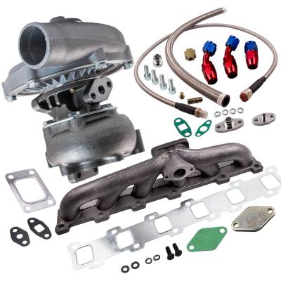 China Cast Iron/Steel Turbo Housing Aluminum Controller maXpeedingrods T04E T3/T4 .63 REQUIRED 57 TRIM TURBO THRUST 400+HP STAGE III +Oil Line+Manifold Kits For Nissan Patrol Safari Y60 for sale