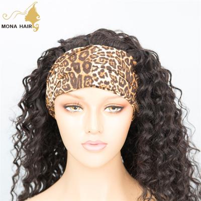 China Hot Sale Human Hair Wig Deep Curly Hair Wigs With Black Headband for sale