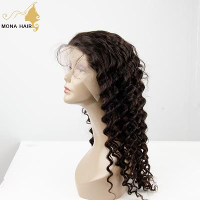 China Mona Deep Wave Hair Wholesale Transparent Lace 13 Through Frontal Deep Wave 4 Wig for sale