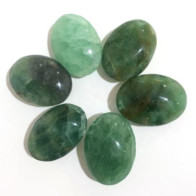 China Wholesale Europe Natural Green Quartz Fluorite Polished Palm Crystal Stone For Healing for sale