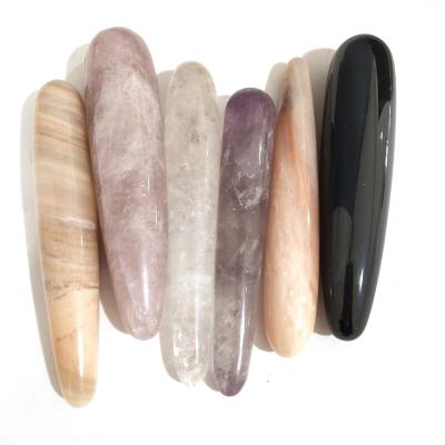 China Europe Wholesale Natural Hand Carved Crystal Body Massagers Healing Quartz Massage Stone Wands For Energy for sale