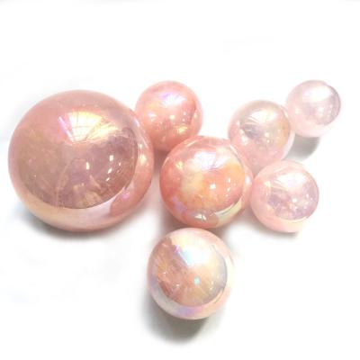 China Showy Color Natural Druzy Rose Quartz Crystal Balls Angel Aura Rose Quartz Crystal Sphere from Europe for sale