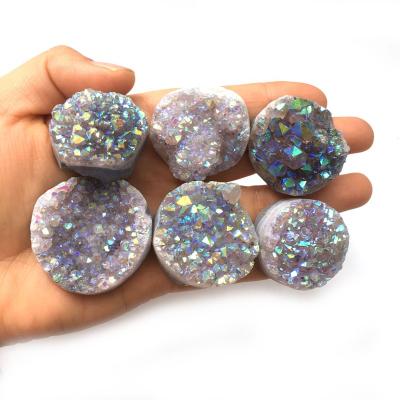 China Natural Crystal Carved Aura Amethyst Druzy Cluster Healing Crystal from Europe Wholesaler for Fengshui for sale