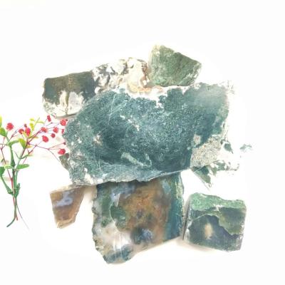 China Wholesale High Quality Freeform Crystal Slab Moss Agate Slice From Europe For Decor for sale