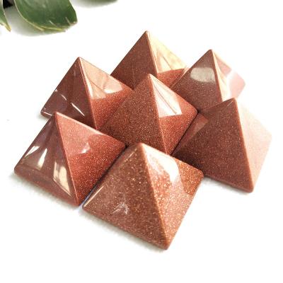 China Wholesale Natural Stone Crystal Hand Polished 4cm Goldsand Europe Chakra Quartz Stone Pyramids For Gifts for sale