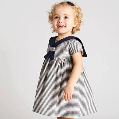 China Factory wholesale matching family outfits dress girl's navy striped dress boy's suit holiday children's Spanish children's dress QUICK DRY for sale