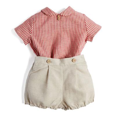 China 2020 Summer Newborn Children's Short Sleeve Anti-shrink Short Sleeve Two-piece Fashion Male Gay Suit Cotton Shorts for sale