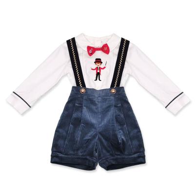 China Boys Formal Clothes Set Bow Tie Long Sleeve Bib Pant Suits Gentleman Suits Newborn Birthday Dress Gown Cotton Romper Soft Pan for sale