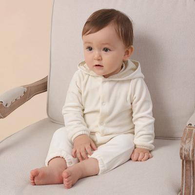 China 100% Bamboo Fiber Infants and Toddlers Wear Autumn New Baby's Rompers Knit Wool OEM Customization Long Sleeve Jumpsuit Hoodie for sale