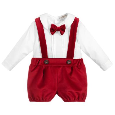 China 100% Cotton Casual Unisex Bow Tie Outfits Autumn Toddler Baby Infant Boy Girl Long Sleeve T-Shirt Bib Pants Kids Sport Clothing Set for sale