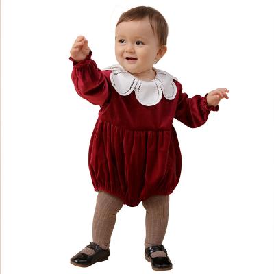 China Cozy Baby Clothes New Fashion Baby Clothes O'Neck Cotton Petaloid Rompers Long Sleeve Pleuche Baby Romper Newborn Romper Overalls for sale