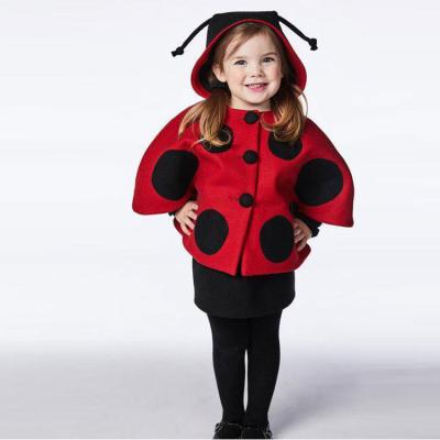 China Breathable Cute Ladybird Hooded Coat Kids Baby Overcoat Woolen Coat For Girl Winter Clothes Batwing Sleeve Warm Snowsuit Outerwear for sale