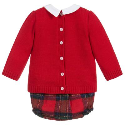 China Breathble Cozy Babies Clothes Sets Sweater Wool Plaid Shorts Suits 2 Pcs Set Kids Outfits Christmas New Year Outwear PP Bloomers for sale