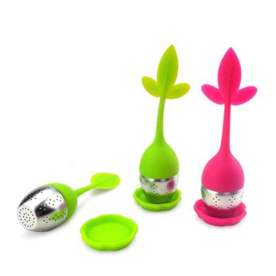 China WITH LID Stainless Steel Fine Mesh Tea Strainer With Silicone Lid for sale