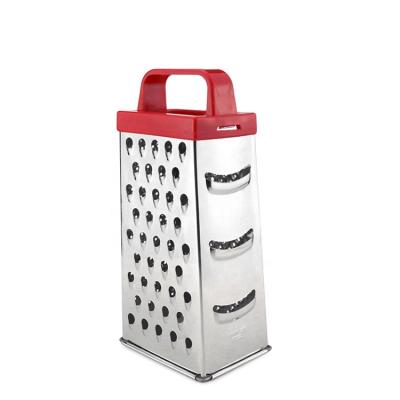 China Plastic Handle Professional Stainless Steel Box Grater Viable With 4 Sides for sale