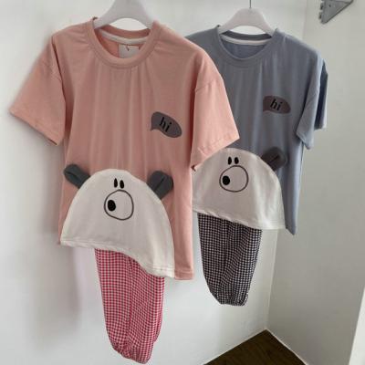 China 2022 Summer Thermal Hot Children Short Sleeve With Black/Red Grid Printing Sleepwear Homewear Fashionable Pajamas for sale