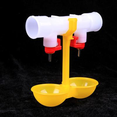 China Farms Double Cup Chicken Drinking Station Bird Pigeon Feeder Bowl Tank Chicken Water Nipple Hanging Line for sale