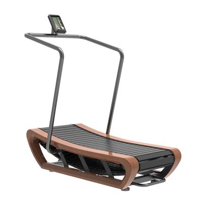 China Eco-friendly Economical Unpowered Wooden Curved Manual Treadmill Air Runner Fitness Home for sale